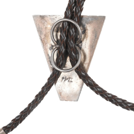 Large Southwestern Modernsit Sterling and picture jasper bolo tie - Estate Fresh Austin