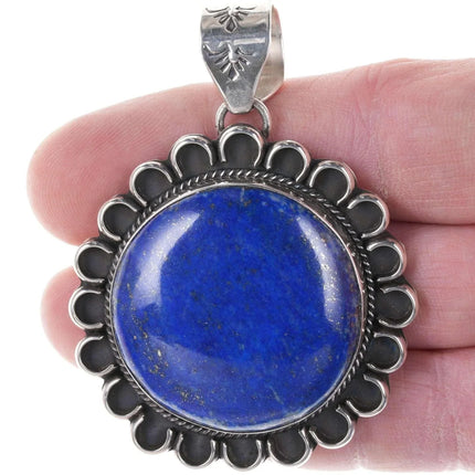 Large Southwestern Sterling silver Lapis lazuli pendant - Estate Fresh Austin