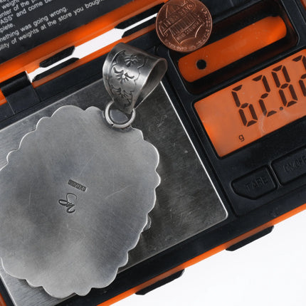 Large Southwestern sterling, turquoise and spiny oyster pendant - Estate Fresh Austin