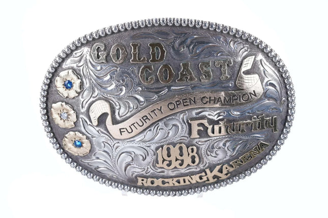 Large Sterling Horse Show Trophy belt Buckle Gold Coast Futurity 1998 - Estate Fresh Austin