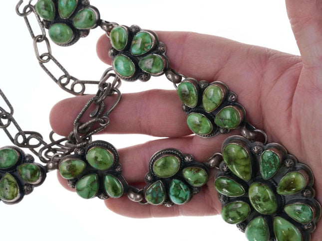 Large Tim Vandever Navajo Sonoran Gold Turquoise sterling silver necklace - Estate Fresh Austin