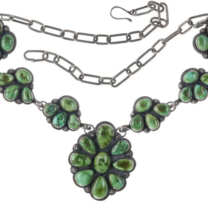 Large Tim Vandever Navajo Sonoran Gold Turquoise sterling silver necklace - Estate Fresh Austin