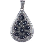 Large Tommy Moore Navajo sterling onyx cluster pendant - Estate Fresh Austin