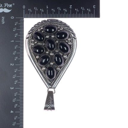 Large Tommy Moore Navajo sterling onyx cluster pendant - Estate Fresh Austin