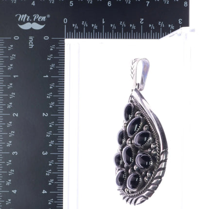 Large Tommy Moore Navajo sterling onyx cluster pendant - Estate Fresh Austin