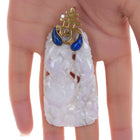 Large Vintage 14k Lavender Jade Diamond and Lapis pendant - Estate Fresh Austin