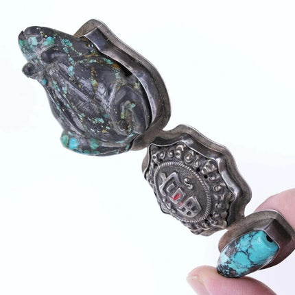 Large Vintage AIS Sterling/Turquoise Asian style pendant/brooch pin - Estate Fresh Austin