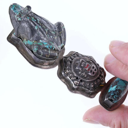 Large Vintage AIS Sterling/Turquoise Asian style pendant/brooch pin - Estate Fresh Austin