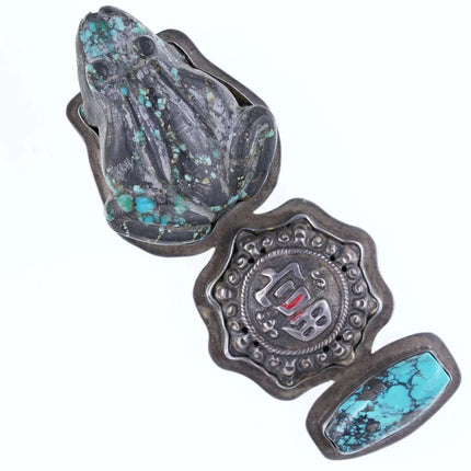 Large Vintage AIS Sterling/Turquoise Asian style pendant/brooch pin - Estate Fresh Austin