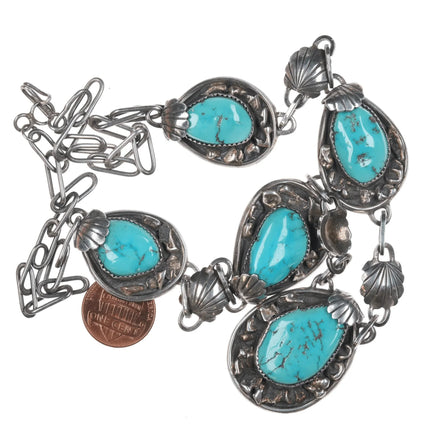 Large Vintage AT Sterling and turquoise Native American Necklace - Estate Fresh Austin