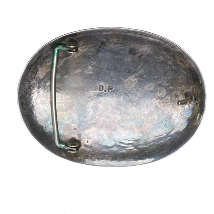 Large Vintage BP Native American sterling turquoise cluster belt buckle - Estate Fresh Austin