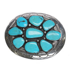 Large Vintage BP Native American sterling turquoise cluster belt buckle - Estate Fresh Austin