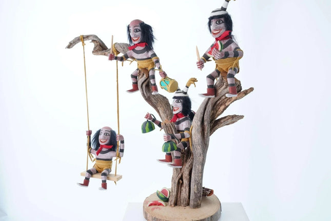 Large Vintage Clowns Kachina Sculpture - Estate Fresh Austin