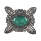 Large Vintage Hand stamped Navajo silver and variscite pin - Estate Fresh Austin