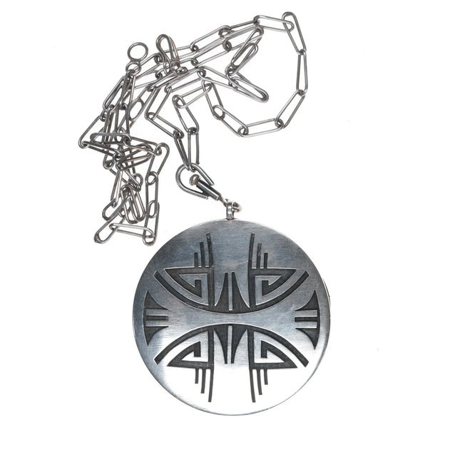 Large Vintage Hopi Overlay Double sided spinner pendant/necklace - Estate Fresh Austin