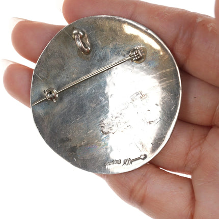 Large Vintage Hopi Overlay pendant/pin sterling - Estate Fresh Austin