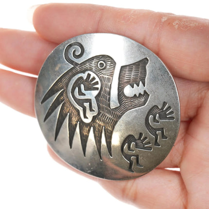 Large Vintage Hopi Overlay pendant/pin sterling - Estate Fresh Austin