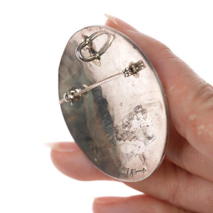 Large Vintage Hopi Overlay pendant/pin sterling - Estate Fresh Austin