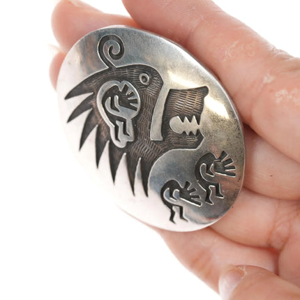 Large Vintage Hopi Overlay pendant/pin sterling - Estate Fresh Austin