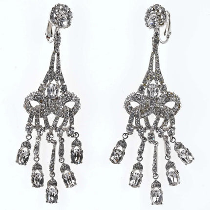 Large Vintage Jose and Maria Barerra Swarovski Crystal Dangle drop articulated c - Estate Fresh Austin