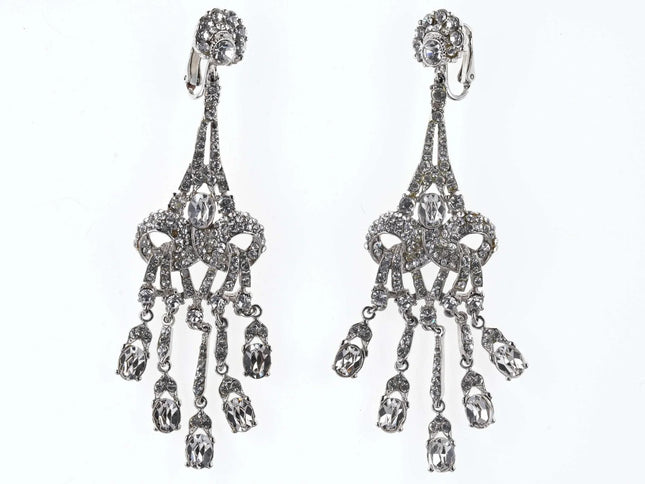 Large Vintage Jose and Maria Barerra Swarovski Crystal Dangle drop articulated c - Estate Fresh Austin