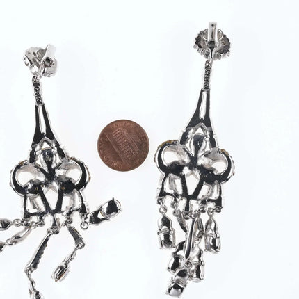 Large Vintage Jose and Maria Barerra Swarovski Crystal Dangle drop articulated c - Estate Fresh Austin