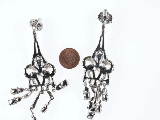 Large Vintage Jose and Maria Barerra Swarovski Crystal Dangle drop articulated c - Estate Fresh Austin