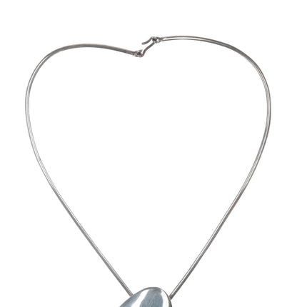 Large Vintage JPS Native American sterling collar necklace with turquoise pendant - Estate Fresh Austin