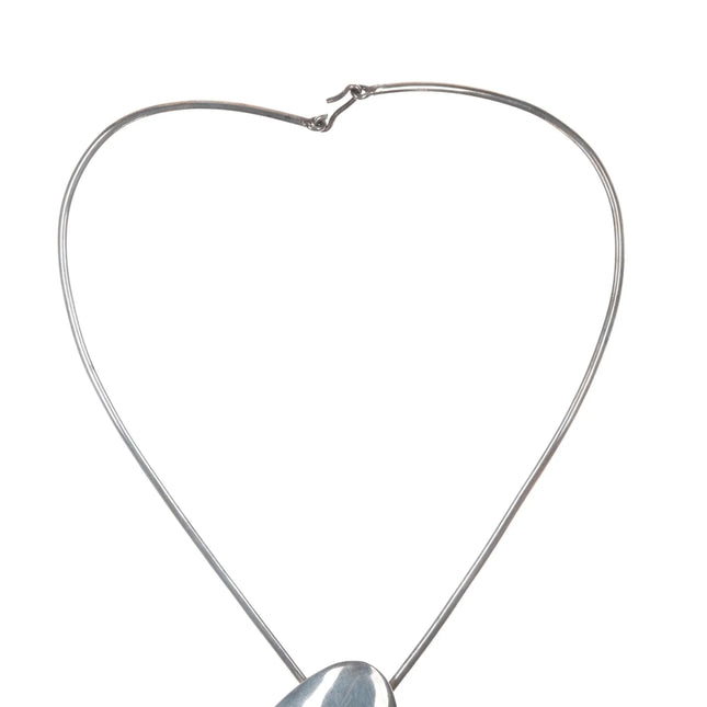 Large Vintage JPS Native American sterling collar necklace with turquoise pendant - Estate Fresh Austin