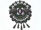 Large Vintage Matl Style Sterling Turquoise Amethyst repousse birds pendant/pin - Estate Fresh Austin