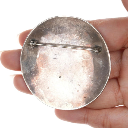 Large Vintage Native American Overlay Roadrunner pendant sterling - Estate Fresh Austin