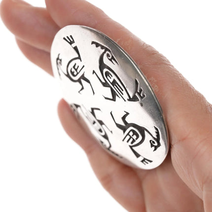 Large Vintage Native American Overlay Roadrunner pendant sterling - Estate Fresh Austin