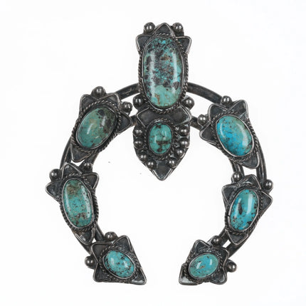 Large Vintage Native American Silver and turquoise Naja - Estate Fresh Austin
