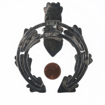 Large Vintage Native American Silver and turquoise Naja - Estate Fresh Austin