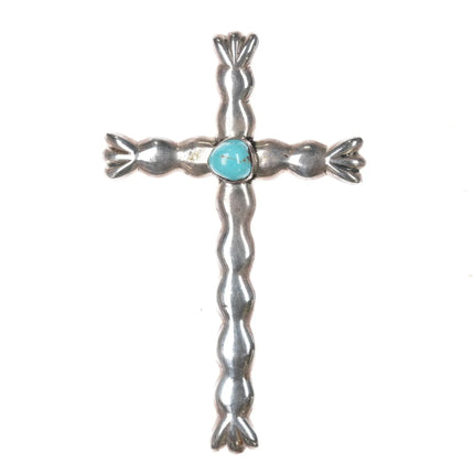 Large Vintage Native American sterling and turquoise cross pendant y - Estate Fresh Austin