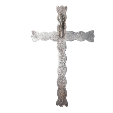 Large Vintage Native American sterling and turquoise cross pendant y - Estate Fresh Austin