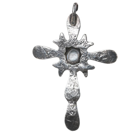 Large Vintage Native American sterling and turquoise cross pendant - Estate Fresh Austin