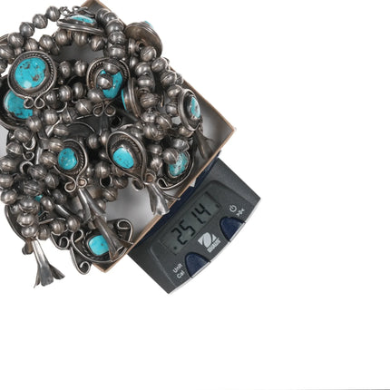 Large Vintage Native American Sterling and turquoise squash blossom necklace - Estate Fresh Austin