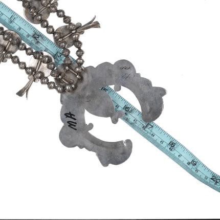 Large Vintage Native American Sterling and turquoise squash blossom necklace - Estate Fresh Austin