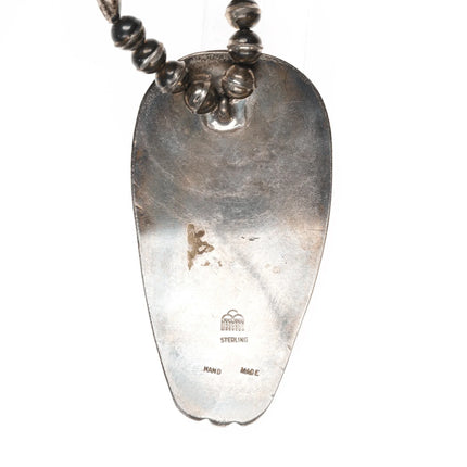 Large Vintage Native American sterling, branch coral, turquoise pendant necklace - Estate Fresh Austin