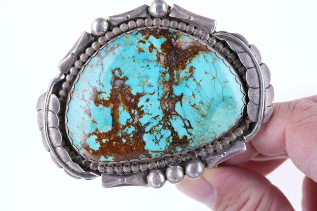 6.75" Large Vintage Native American sterling Turquoise cuff bracelet - Estate Fresh Austin