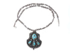 Large Vintage Navajo silver and turquoise pendant on beaded necklace - Estate Fresh Austin