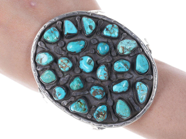 Large Vintage Navajo Stamped silver nugget cluster bracelet - Estate Fresh Austin