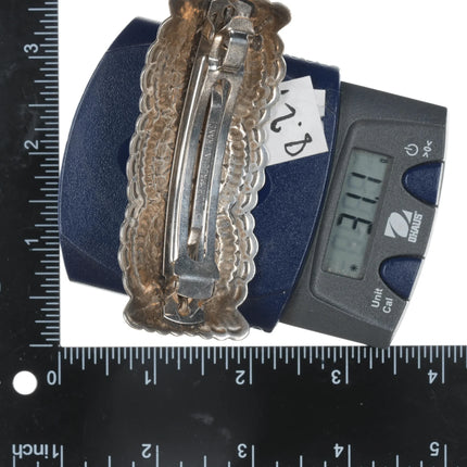 Large Vintage Navajo Sterling and onyx barette - Estate Fresh Austin