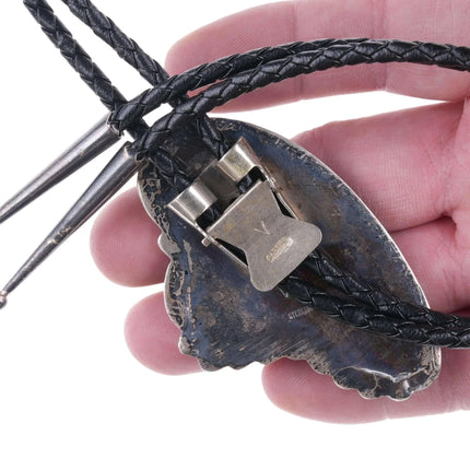 Large Vintage Navajo sterling freeform turquoise bolo tie - Estate Fresh Austin