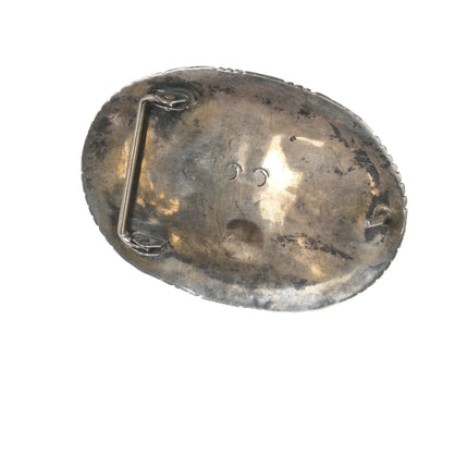 Large Vintage Navajo sterling Kingman Nugget turquoise belt buckle - Estate Fresh Austin