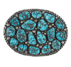 Large Vintage Navajo sterling Kingman Nugget turquoise belt buckle - Estate Fresh Austin