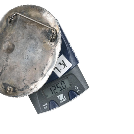 Large Vintage Navajo sterling Kingman Nugget turquoise belt buckle - Estate Fresh Austin