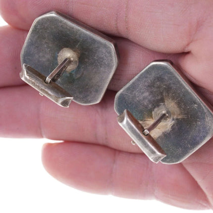 Large Vintage Sterling Grey/Blue Cat's Eye Cufflinks - Estate Fresh Austin