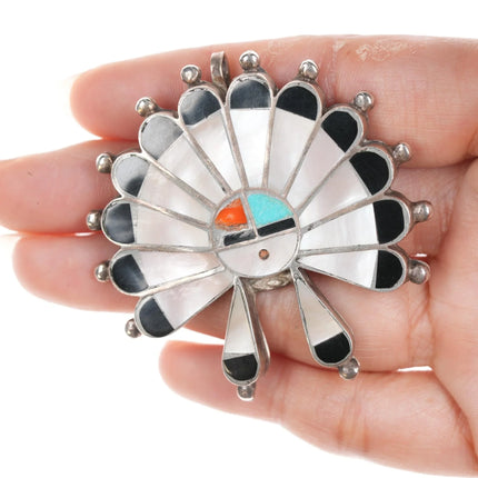 Large Vintage Zuni Indian Chief pendant/pin - Estate Fresh Austin